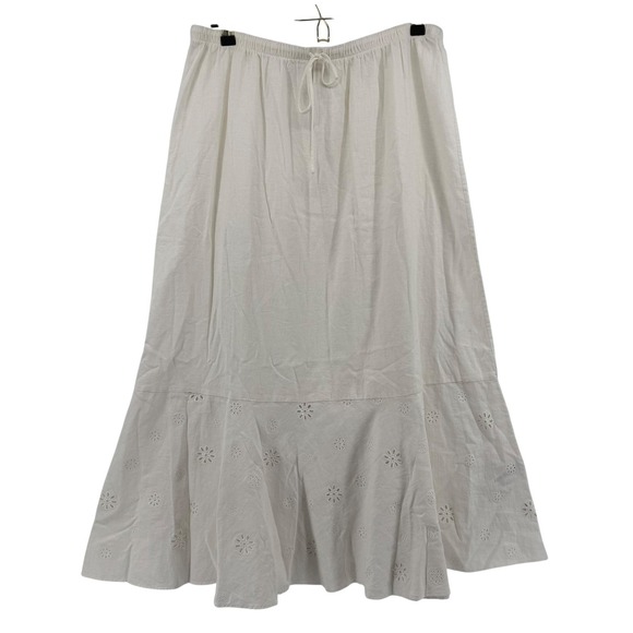 Zara Dresses & Skirts - Zara Womens Size Large Linen Blend Eyelet Maxi Skirt Off White Boho Flowy